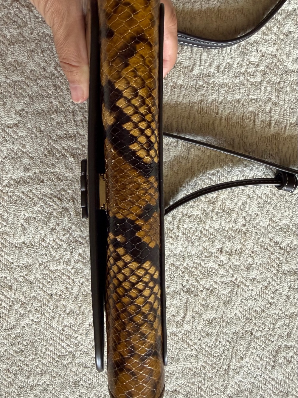 Tory Burch Snake-Print Crossbody in Brown and Black - Picture 3 of 10